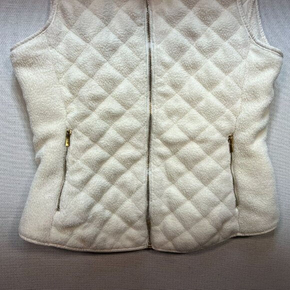Abercrombie & Fitch Women Quilted Sherpa Vest Jacket Small Ivory Full Zip Winter - Picture 5 of 11